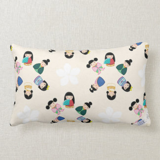 Kokeshi Dolls Throw Pillow