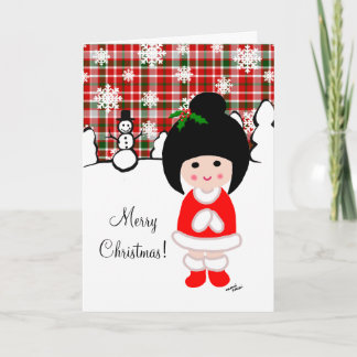 Kokeshi Girl Christmas Holiday Card