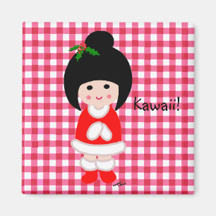 Kokeshi Girl Christmas Magnet