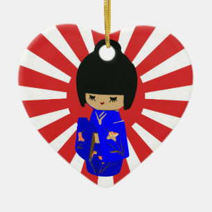 Kokeshi kawaii customisable text pendant ornament