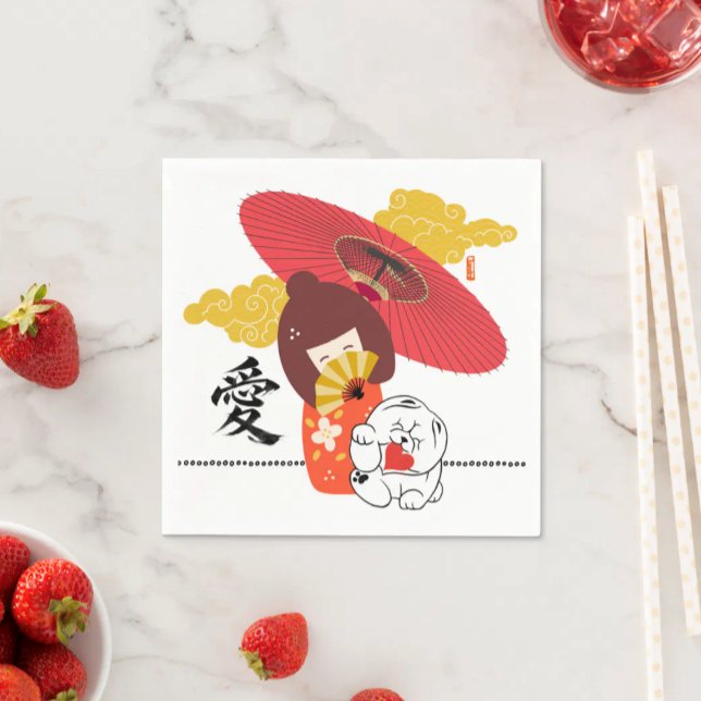 KOKESHI LOVE  Chow dog heart  Napkin (Creator Uploaded)