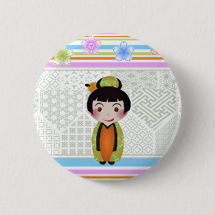 kokeshi noshi 6 cm round badge