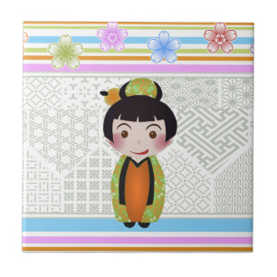 kokeshi noshi ceramic tile