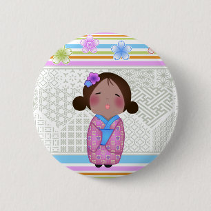 kokeshi sakura 6 cm round badge