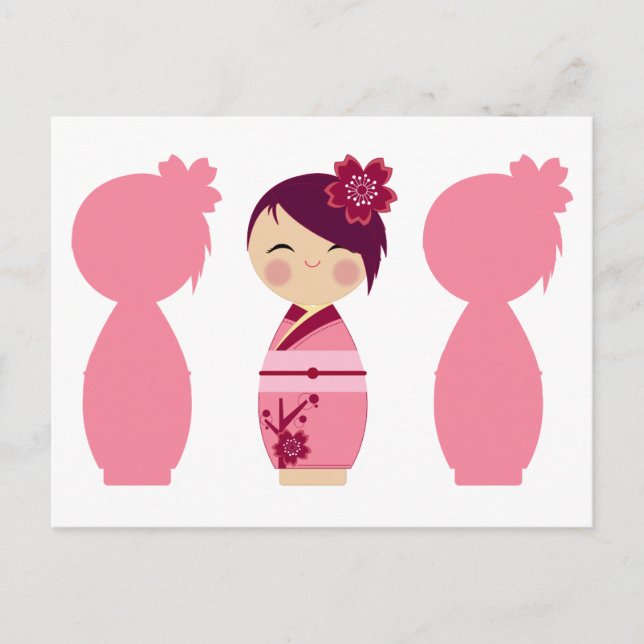 Kokeshi Sakura Silhouettes Postcard (Front)
