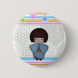 kokeshi seigai 6 cm round badge