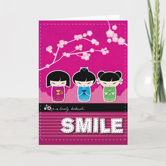 Kokeshi "SMILE" Greeting card (Front)