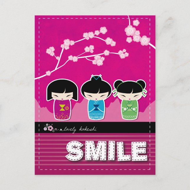 Kokeshi "SMILE" postcard (Front)