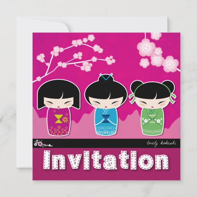 Kokeshi square Invitation (Front)