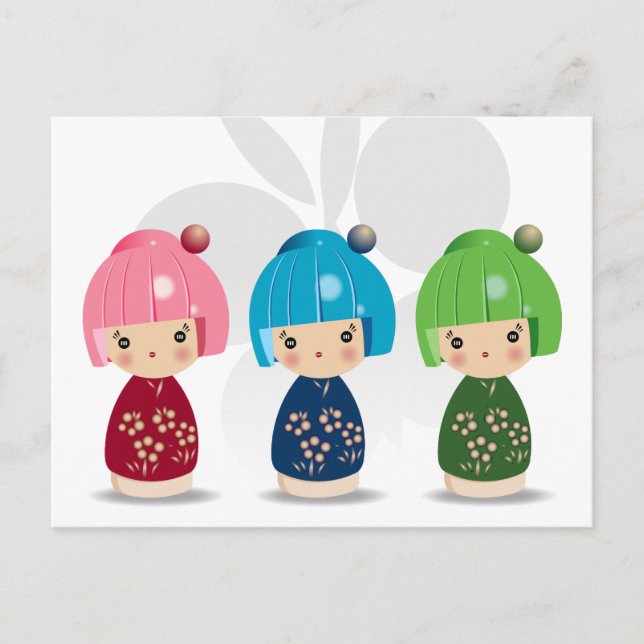 Kokeshi Triplets Postcard (Front)