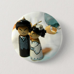 Kokeshi Wedding I 6 Cm Round Badge
