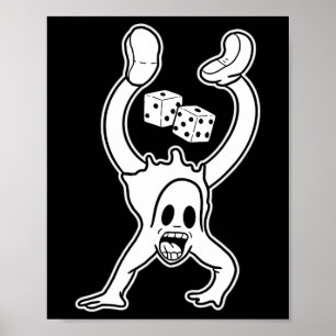 Koko The Clown Ghost Lucky Dice Handstand Gothic C Poster