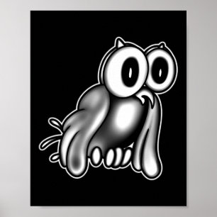 Koko The Clown X Owl Ghost X Vintage Cartoon  Poster