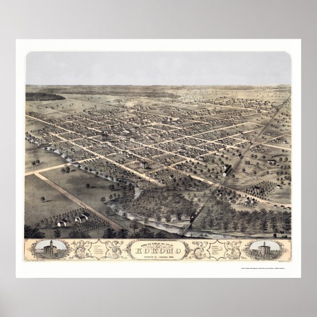 Kokomo, IN Panoramic Map - 1868 Poster (Front)