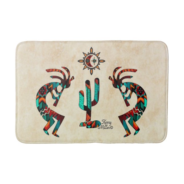 Kokopelli And Cactus Bath Mat (Front)