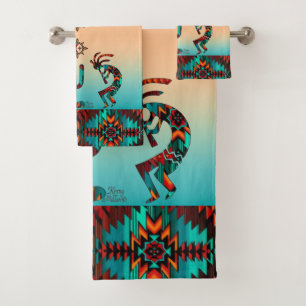 Kokopelli And Cactus Bath Towel Set