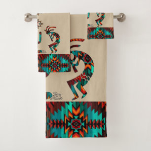 Kokopelli And Cactus Bath Towel Set