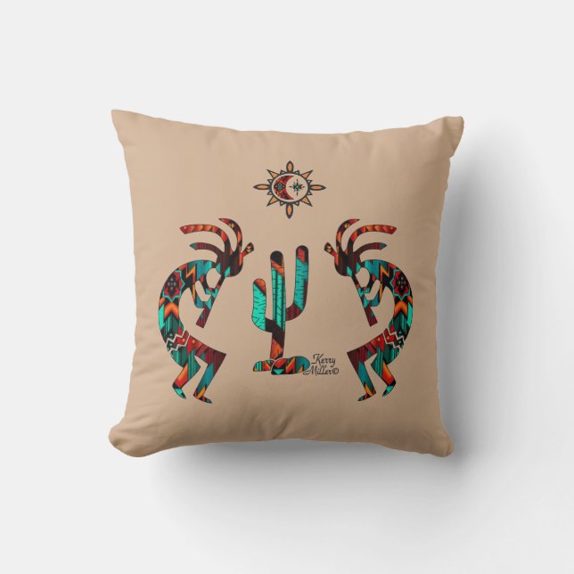 Kokopelli And Cactus Cushion (Front)