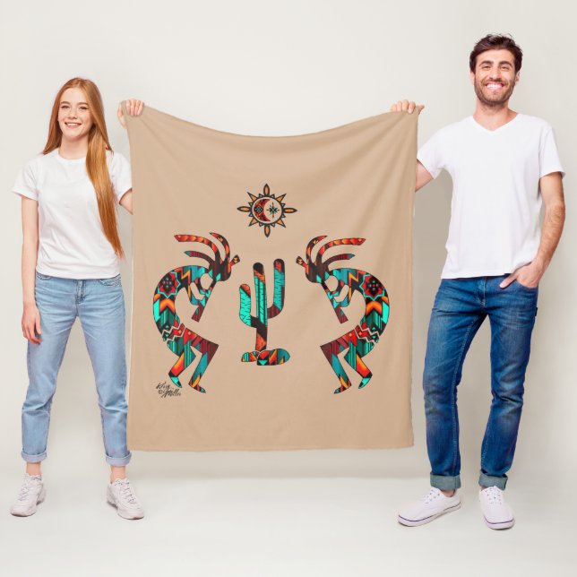 Kokopelli And Cactus Fleece Blanket (In Situ)