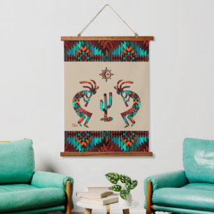 Kokopelli And Cactus Hanging Tapestry