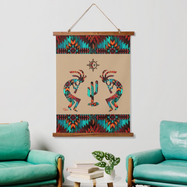 Kokopelli And Cactus Hanging Tapestry (Living Room)