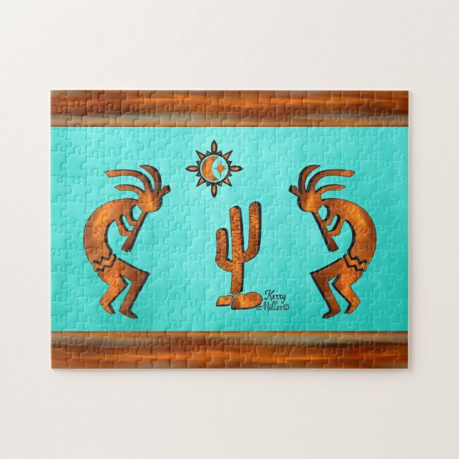 Kokopelli And Cactus Jigsaw Puzzle (Horizontal)