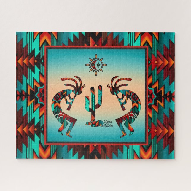 Kokopelli And Cactus Jigsaw Puzzle (Horizontal)