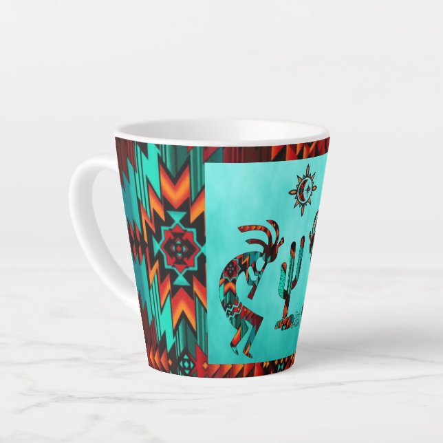 Kokopelli And Cactus Latte Mug (Left Angle)