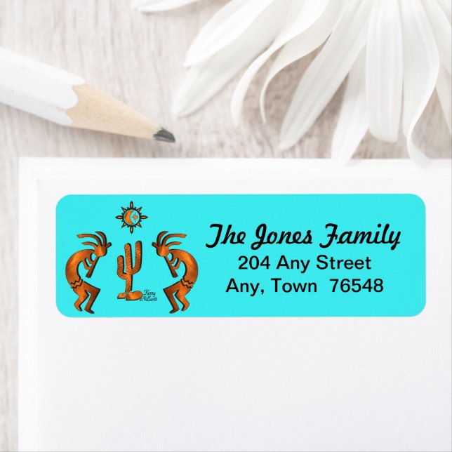 Kokopelli And Cactus Return Address Label (Insitu)