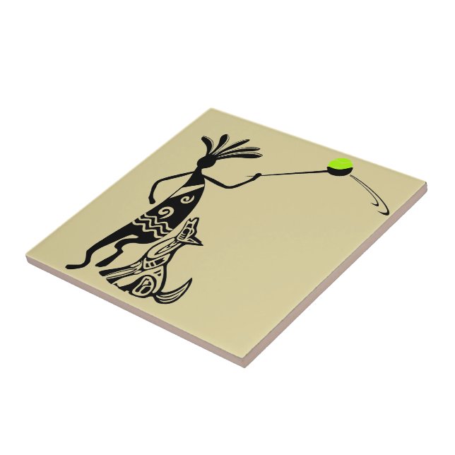 Kokopelli and Dog Ceramic Tile (Side)