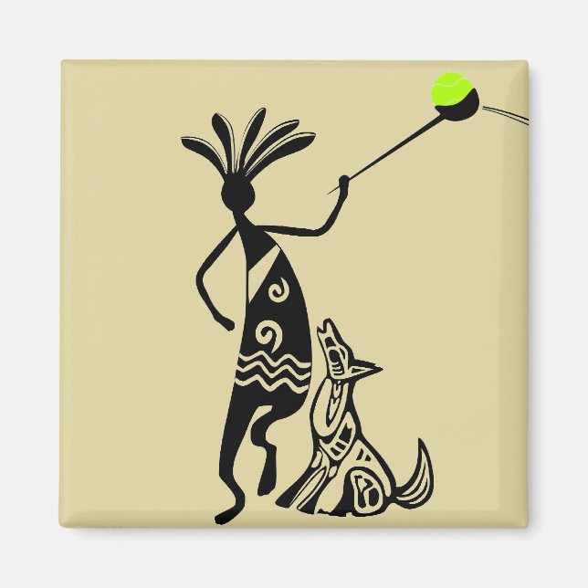 Kokopelli and Dog Magnet (Front)