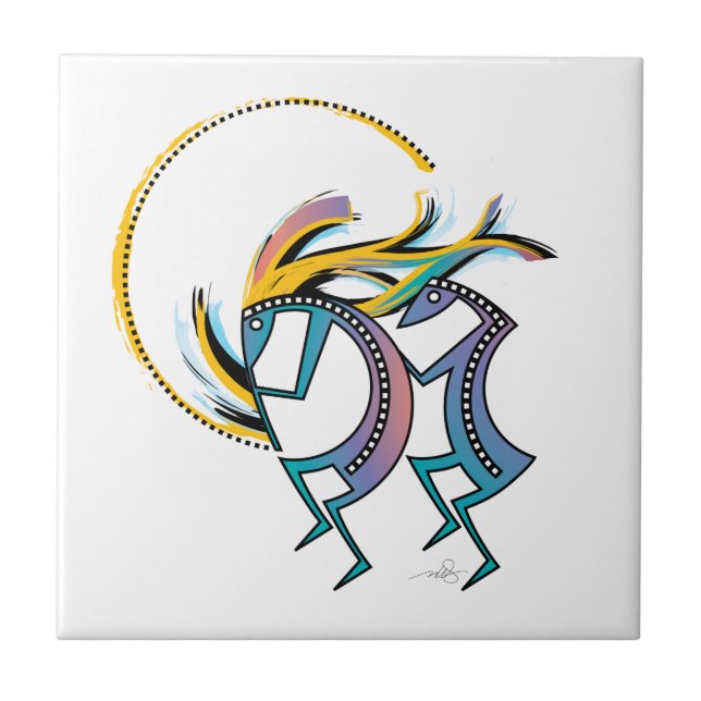 Kokopelli and Kokopelli Mana Ceramic Tile (Front)