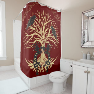 Kokopelli and Ravens Shower Curtain