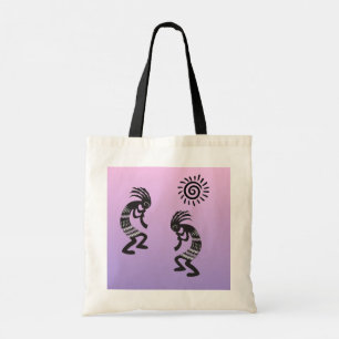 Kokopelli and Sun Symbol Native American Tote Bag