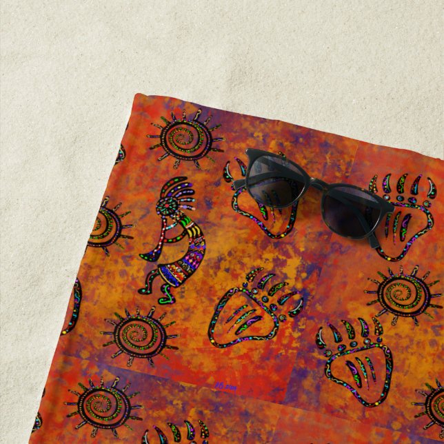 Kokopelli Art Beach Towel (In Situ)