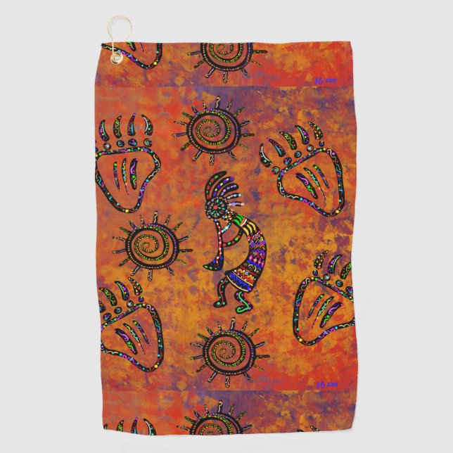 Kokopelli Art Golf Towel (Front)
