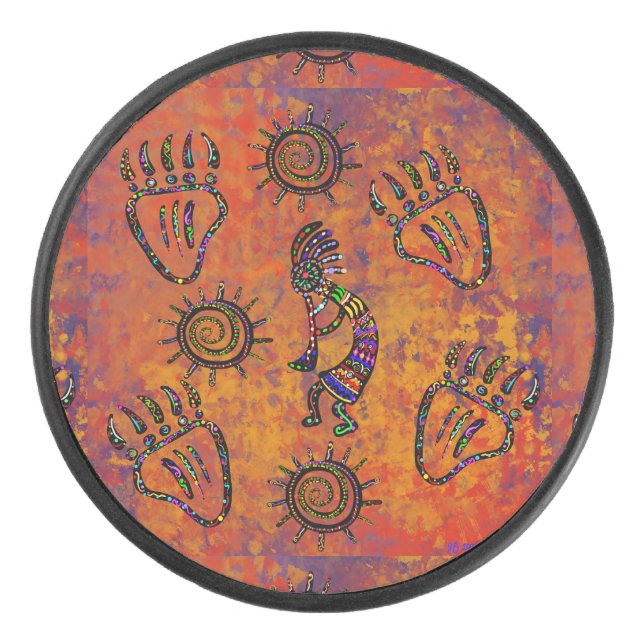 Kokopelli Art Hockey Puck (Front)