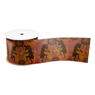 Kokopelli Art Kitchen Towel Satin Ribbon