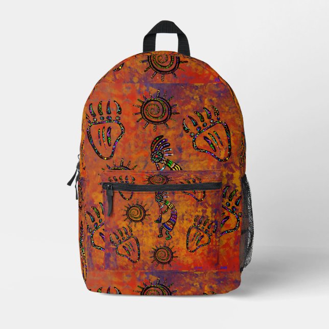 Kokopelli Art Printed Backpack (Front)