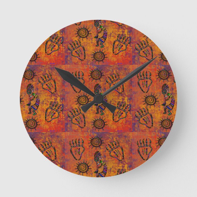 Kokopelli Art Round Clock (Front)