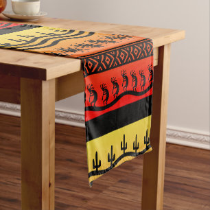 Kokopelli Aztec Tribal Suns Desert Southwestern Short Table Runner