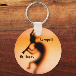Kokopelli Be Happy Inspirational  Key Ring