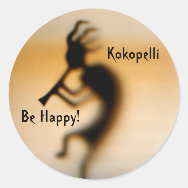 Kokopelli Be Happy Inspirational Sticker (Front)