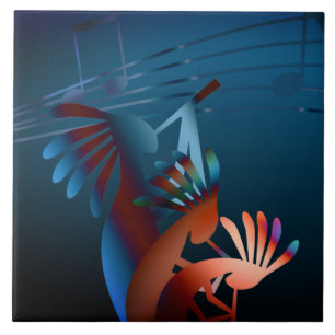 Kokopelli Blues Music 2 6" Ceramic Tile