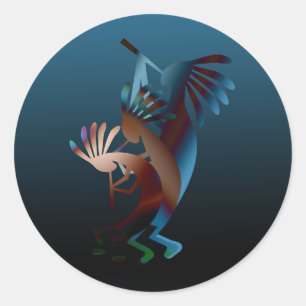 Kokopelli Blues Music 3" Classic Round Sticker