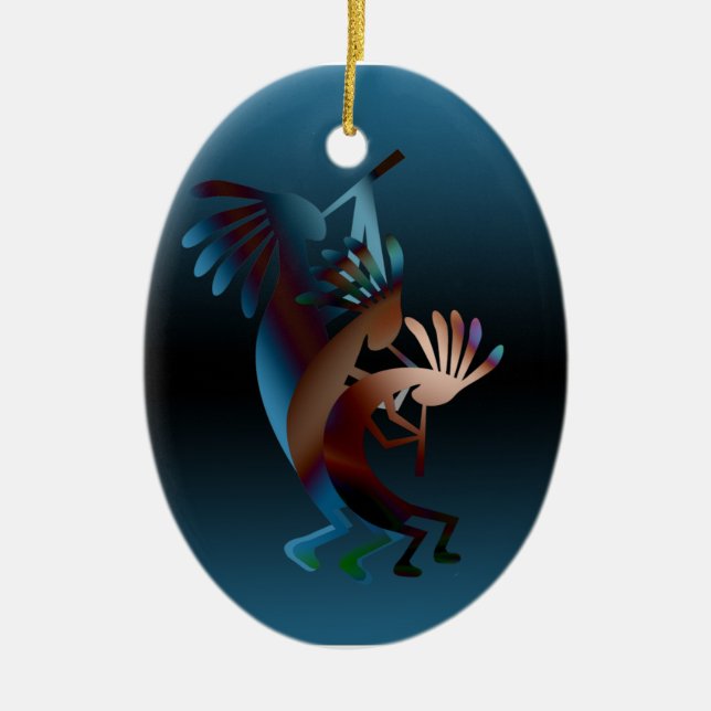 Kokopelli Blues Music Ceramic Tree Decoration (Front)