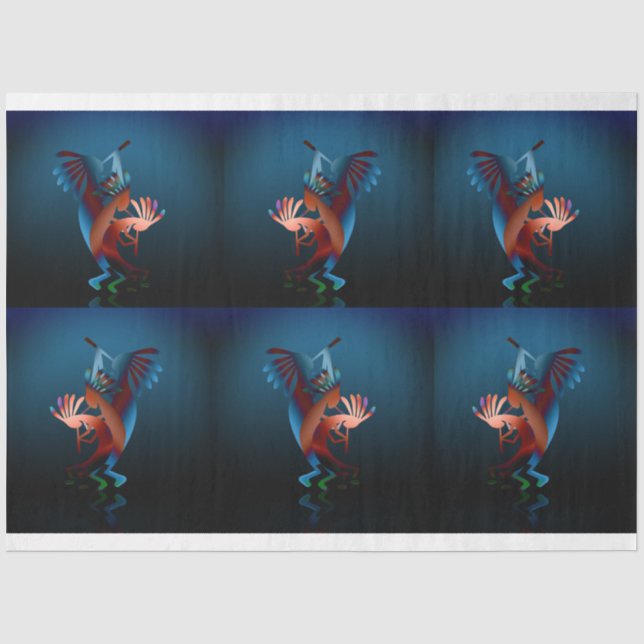 Kokopelli Blues Set 2 Decoupage Tissue Paper (Front)