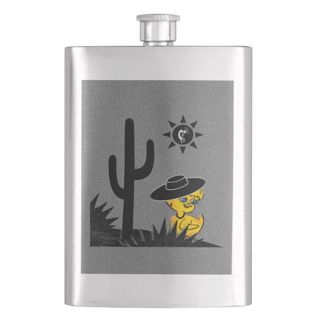 Kokopelli Chick #4 Hip Flask (Front)