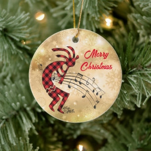 Kokopelli Christmas Ceramic Ornament