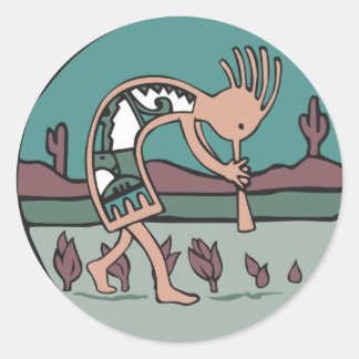 kokopelli classic round sticker
